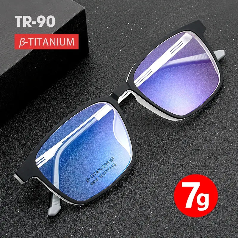 Men's Square Full Rim Titanium Prescription Glasses 8906 — view 3 | Rx Spectacle