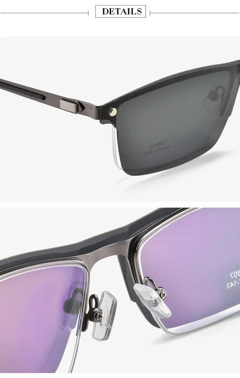 Unisex Semi-Rimless Alloy Clip-On Prescription Glasses S94007 — view 9 | Rx Spectacle