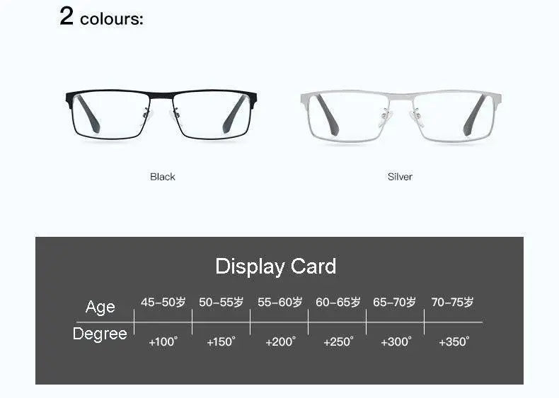 Unisex Square Full Rim Alloy Reading Glasses 9013 — view 10 | Rx Spectacle