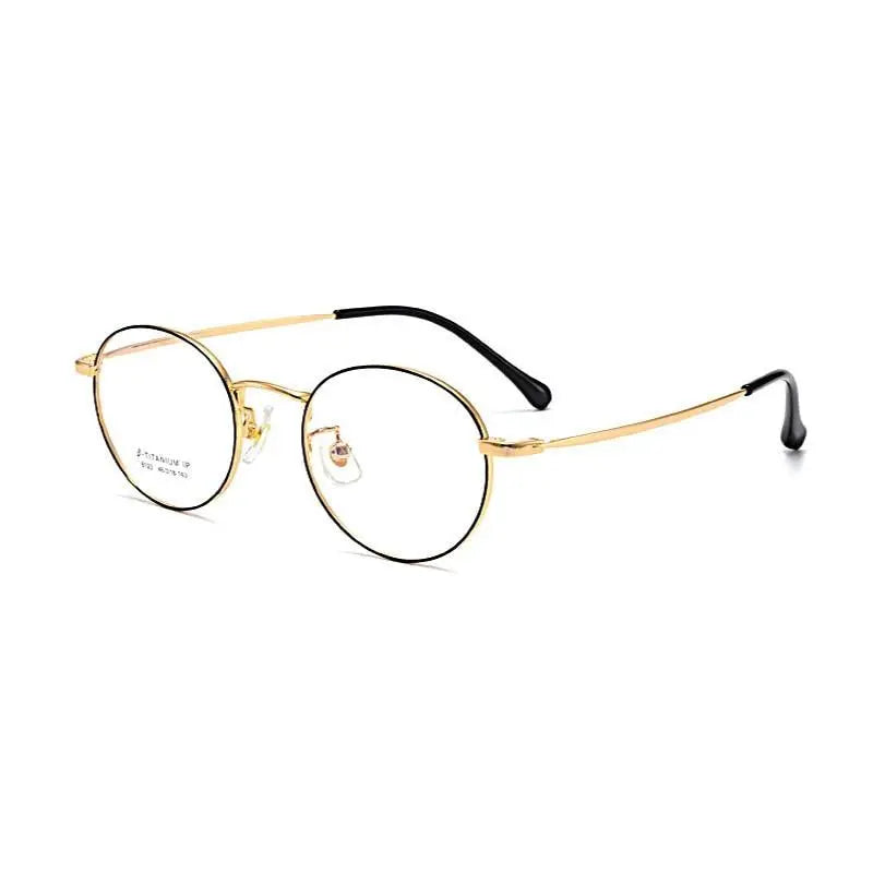 Unisex Round Full Rim Titanium Prescription Glasses 8123 — view 3 | Rx Spectacle