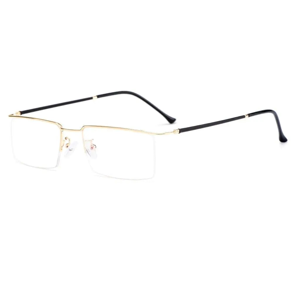 Men's Square Semi-Rimless Titanium Prescription Glasses Y2533 — view 5 | Rx Spectacle