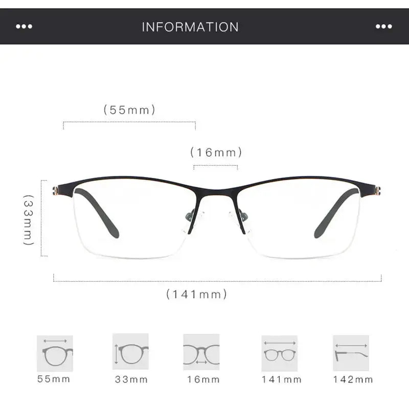 Men's Browline Semi-Rimless Alloy Prescription Glasses 98334 — view 2 | Rx Spectacle