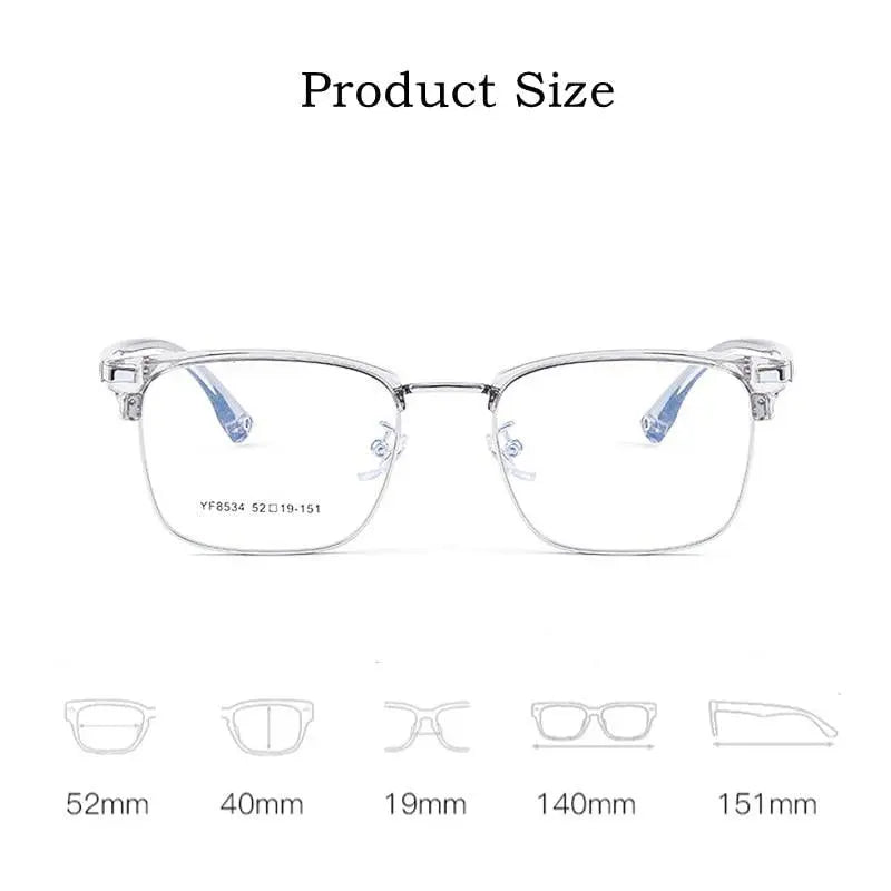 Men's Square Full Rim Alloy Prescription Glasses 8534YF — view 3 | Rx Spectacle