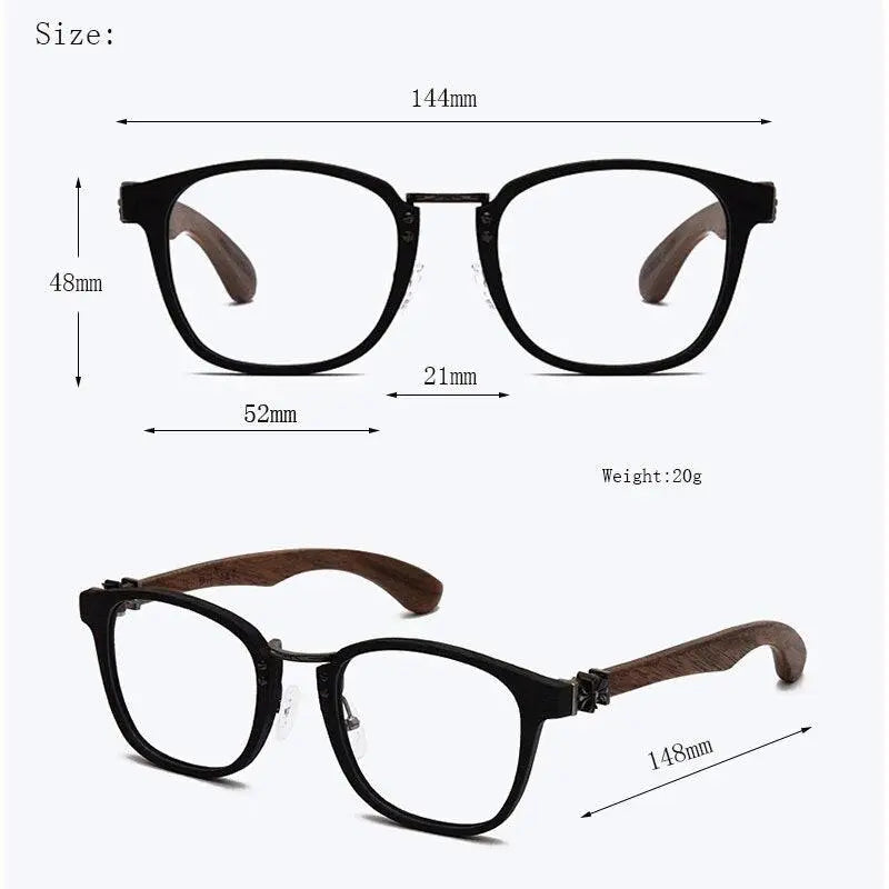 Unisex Round Full Rim Wood Prescription Glasses 7473d — view 6 | Rx Spectacle