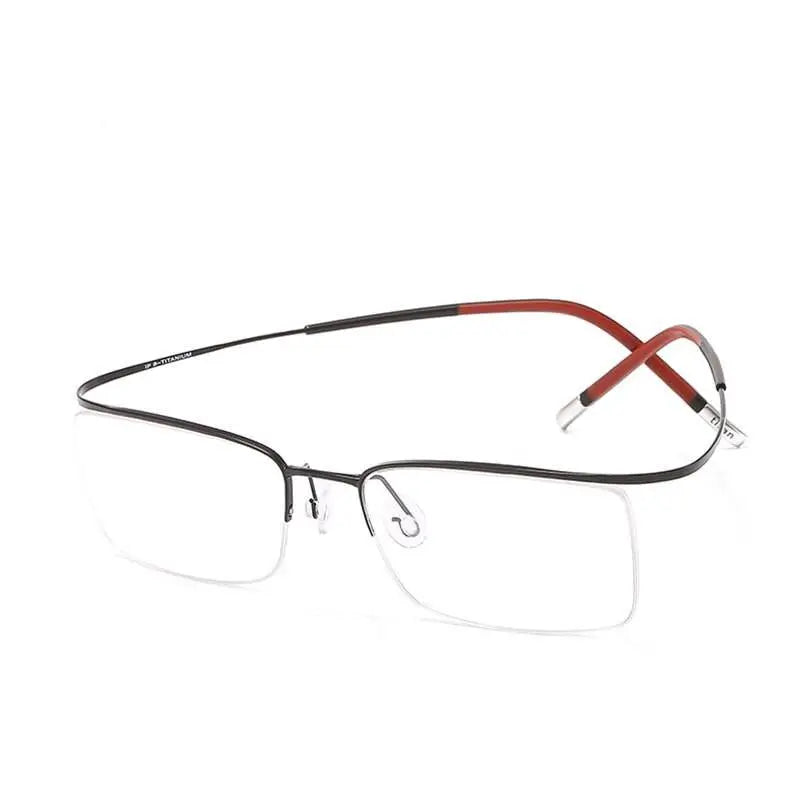 Unisex Rectangular Semi-Rimless Titanium Prescription Glasses 9256 — view 7 | Rx Spectacle