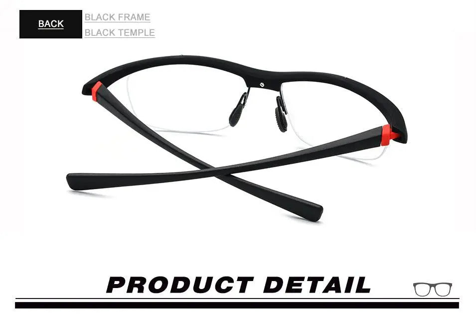 Men's Rectangular Semi-Rimless TR90 Sports Glasses 7027 — view 28 | Rx Spectacle