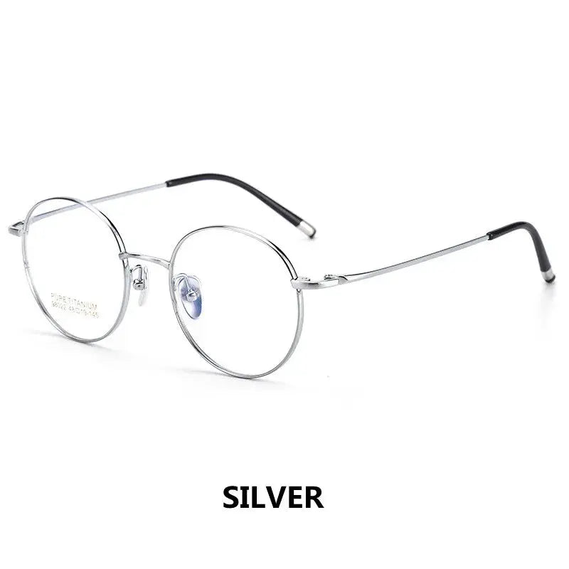 Unisex Round Full Rim Titanium Prescription Glasses 98022 — view 10 | Rx Spectacle
