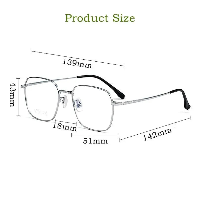 Unisex Square Full Rim Titanium Prescription Glasses 88318K — view 5 | Rx Spectacle