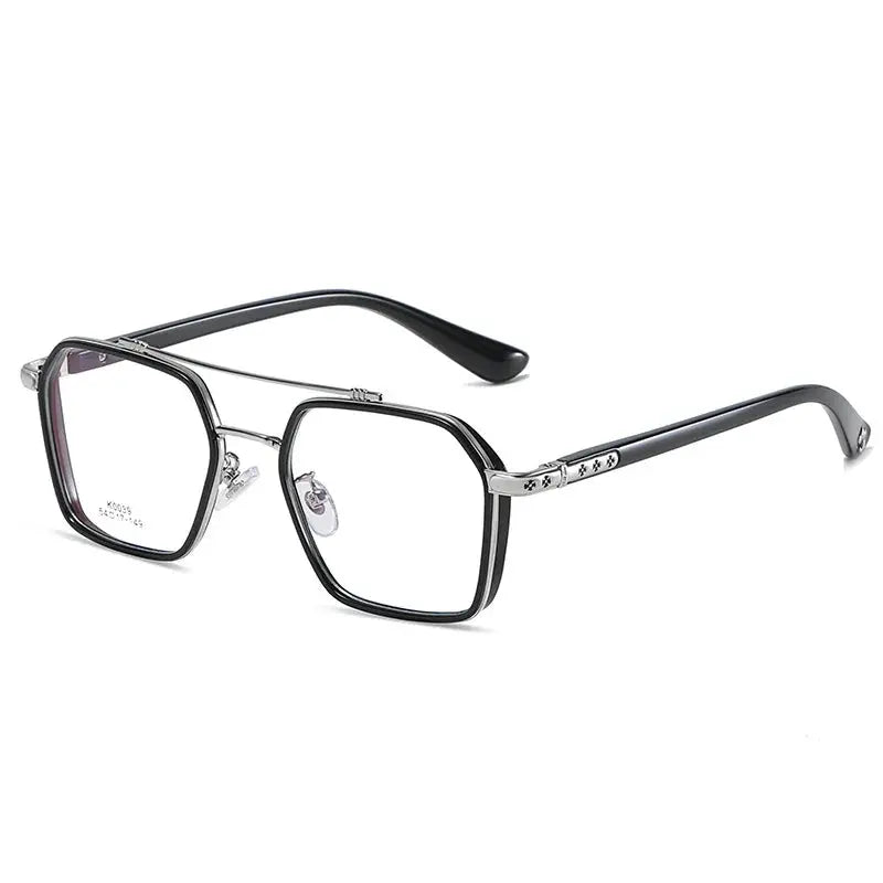 Unisex Square Full Rim Titanium Double Bridge Prescription Glasses 0039 — view 4 | Rx Spectacle