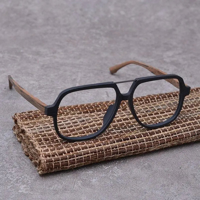 Unisex Full Rim Wood Oversized Prescription Glasses Ps8210 — view 3 | Rx Spectacle
