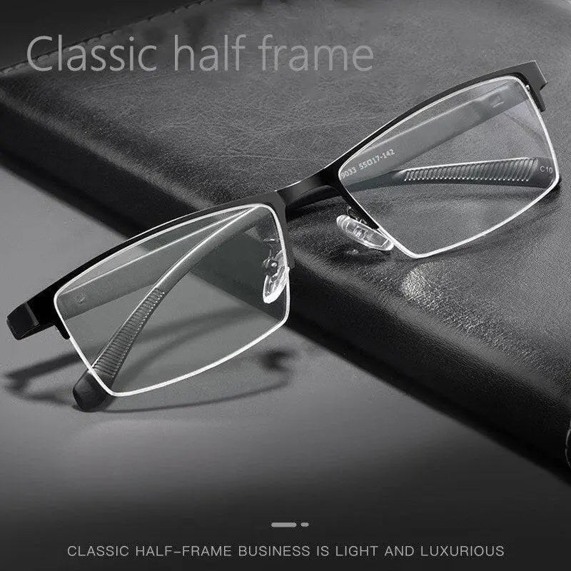 Men's Semi-Rimless Alloy Prescription Glasses 89033 — view 6 | Rx Spectacle