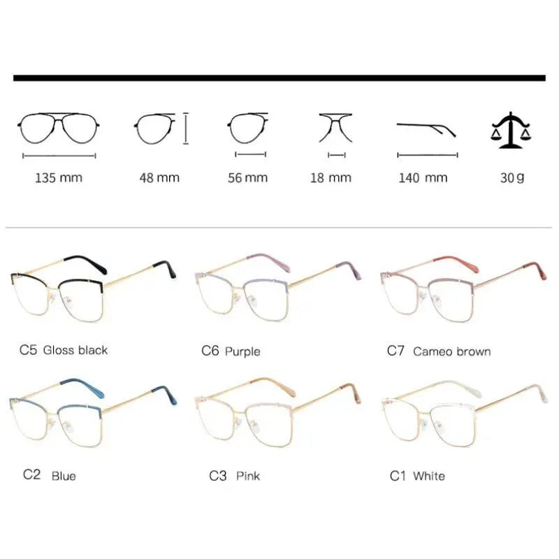 Women's Cat Eye Full Rim Alloy Prescription Glasses 95731 — view 3 | Rx Spectacle