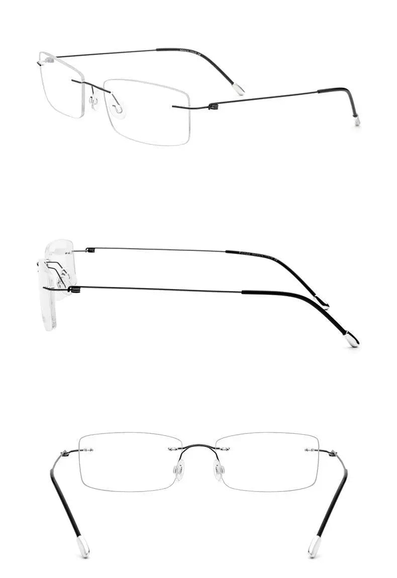 Women's Rectangular Rimless Titanium Prescription Glasses P8361 — view 14 | Rx Spectacle