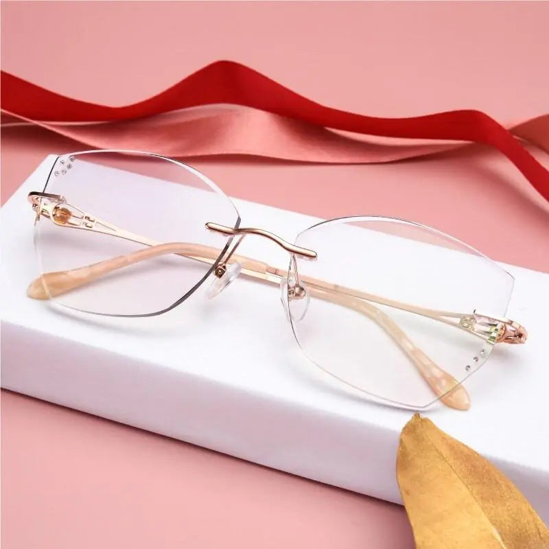Women's Rimless Alloy Prescription Glasses 98101 — view 3 | Rx Spectacle