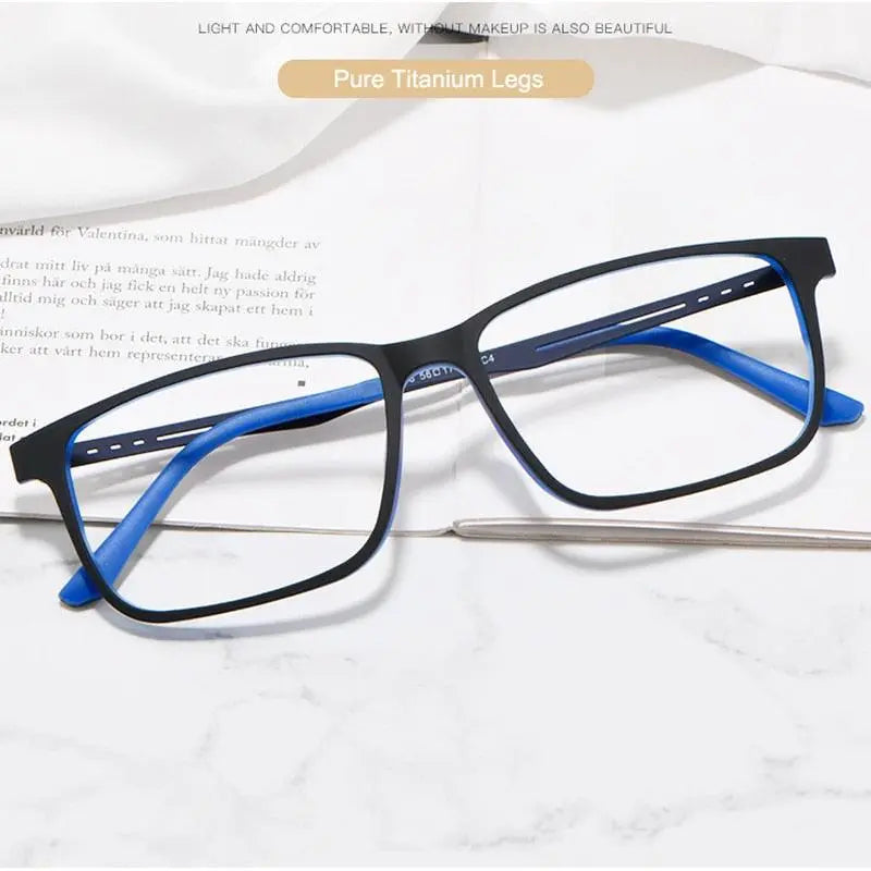 Unisex Square Full Rim Titanium Prescription Glasses 8838 — view 6 | Rx Spectacle