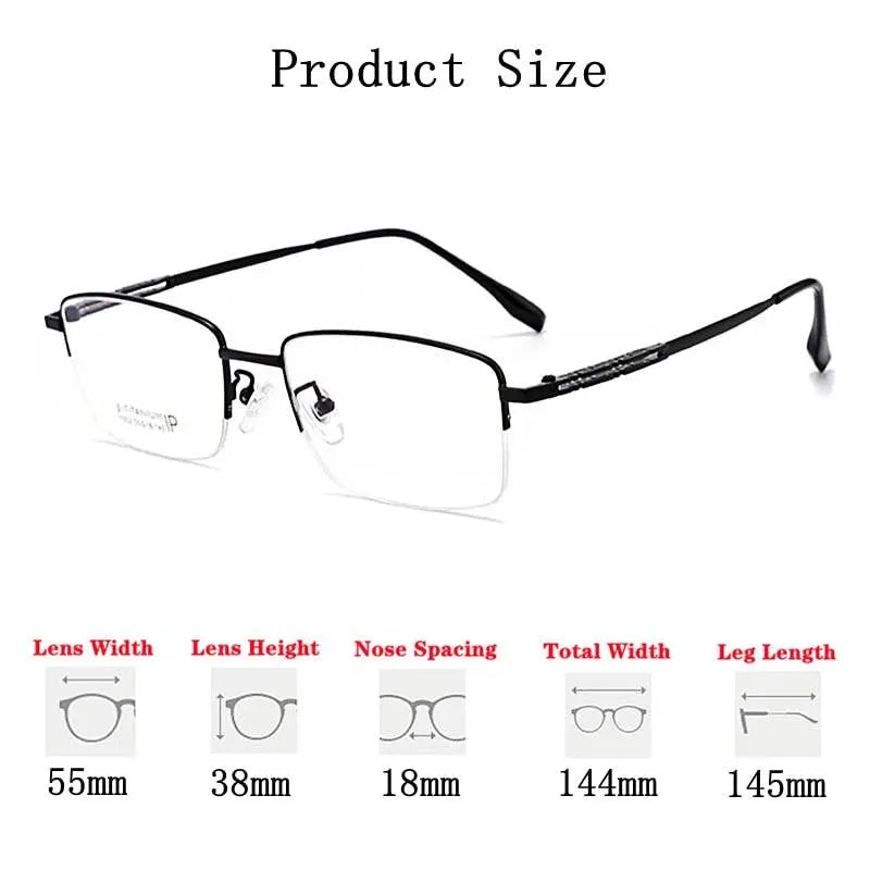 Men's Semi-Rimless Titanium Prescription Glasses 1052 — view 7 | Rx Spectacle