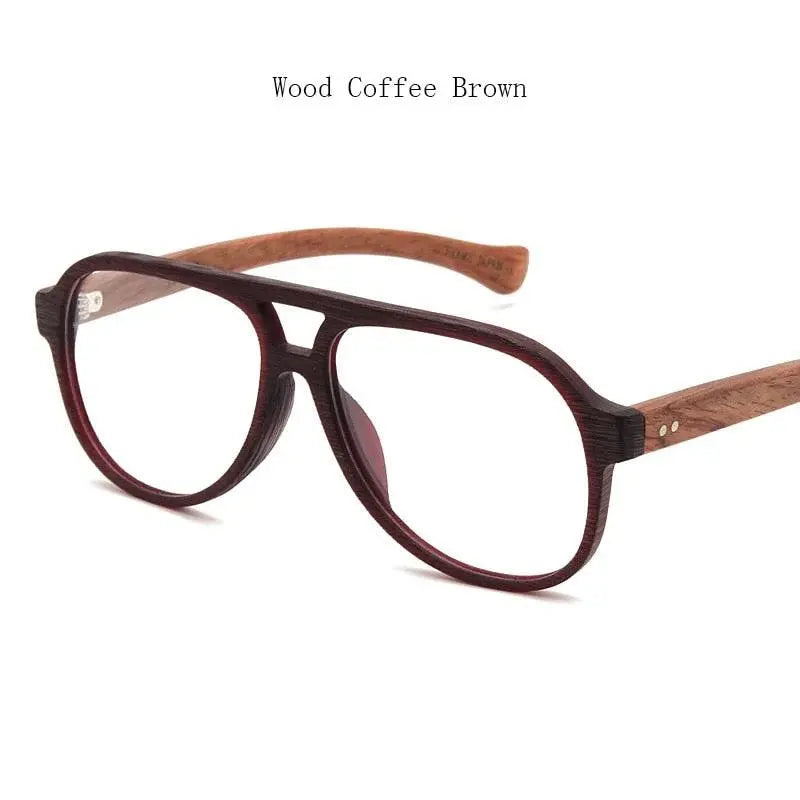 Unisex Round Full Rim Wood Double Bridge Prescription Glasses 7428d — view 7 | Rx Spectacle
