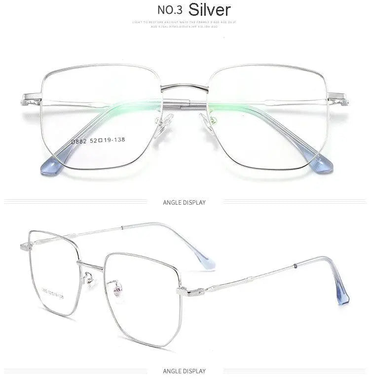 Unisex Square Full Rim Alloy Prescription Glasses D882 — view 14 | Rx Spectacle