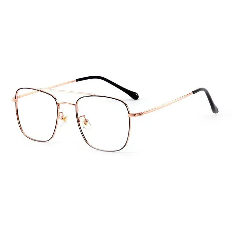 Unisex Square Full Rim Titanium Double Bridge Prescription Glasses 86067 — view 3 | Rx Spectacle