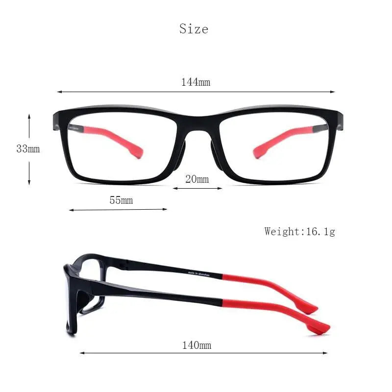 Men's Rectangular Full Rim Titanium Sports Glasses 17209 — view 3 | Rx Spectacle