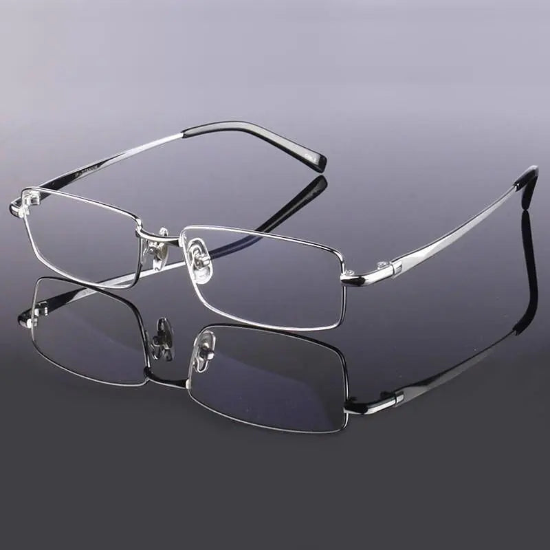 Men's Rectangular Full Rim Titanium Prescription Glasses 9867 — view 6 | Rx Spectacle