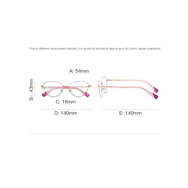 Women's Cat Eye Full Rim Alloy Prescription Glasses 3020 — view 4 | Rx Spectacle