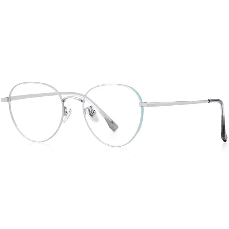 Women's Round Full Rim Titanium Prescription Glasses T3927 — view 6 | Rx Spectacle