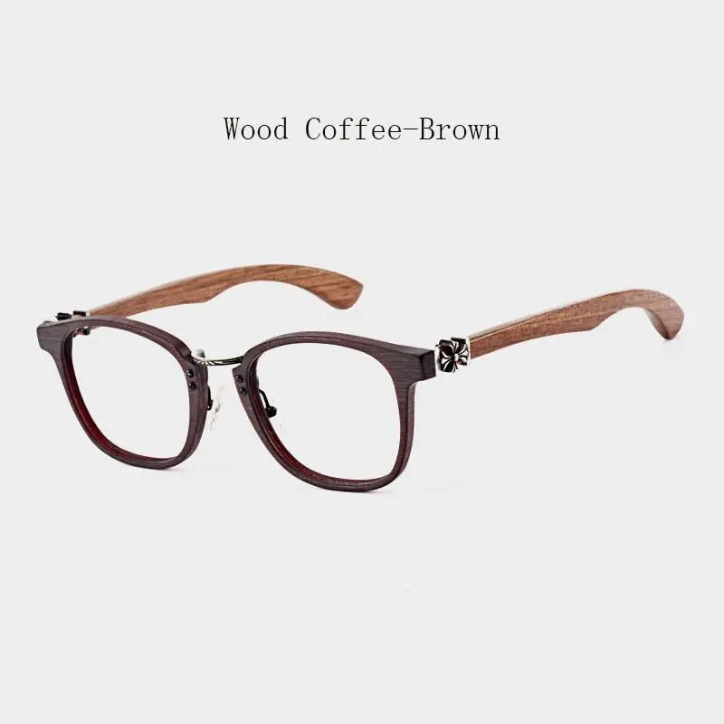 Unisex Round Full Rim Wood Prescription Glasses 7473d — view 5 | Rx Spectacle