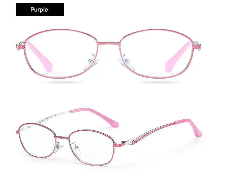 Women's Rectangular Full Rim Alloy Reading Glasses 9002 — view 10 | Rx Spectacle