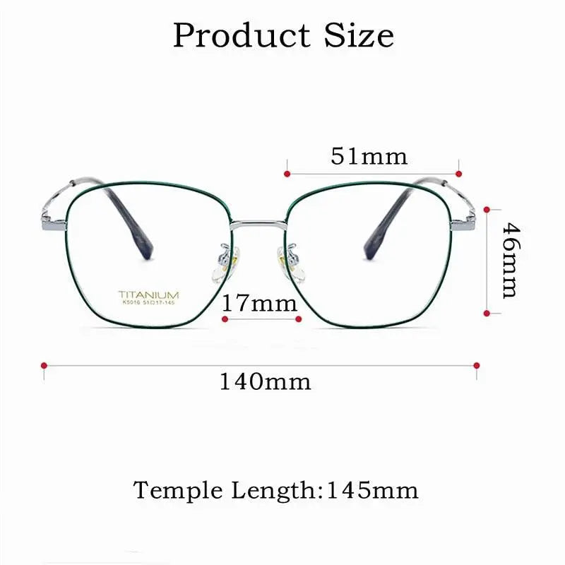 Unisex Square Full Rim Titanium Prescription Glasses 02K5016 — view 9 | Rx Spectacle