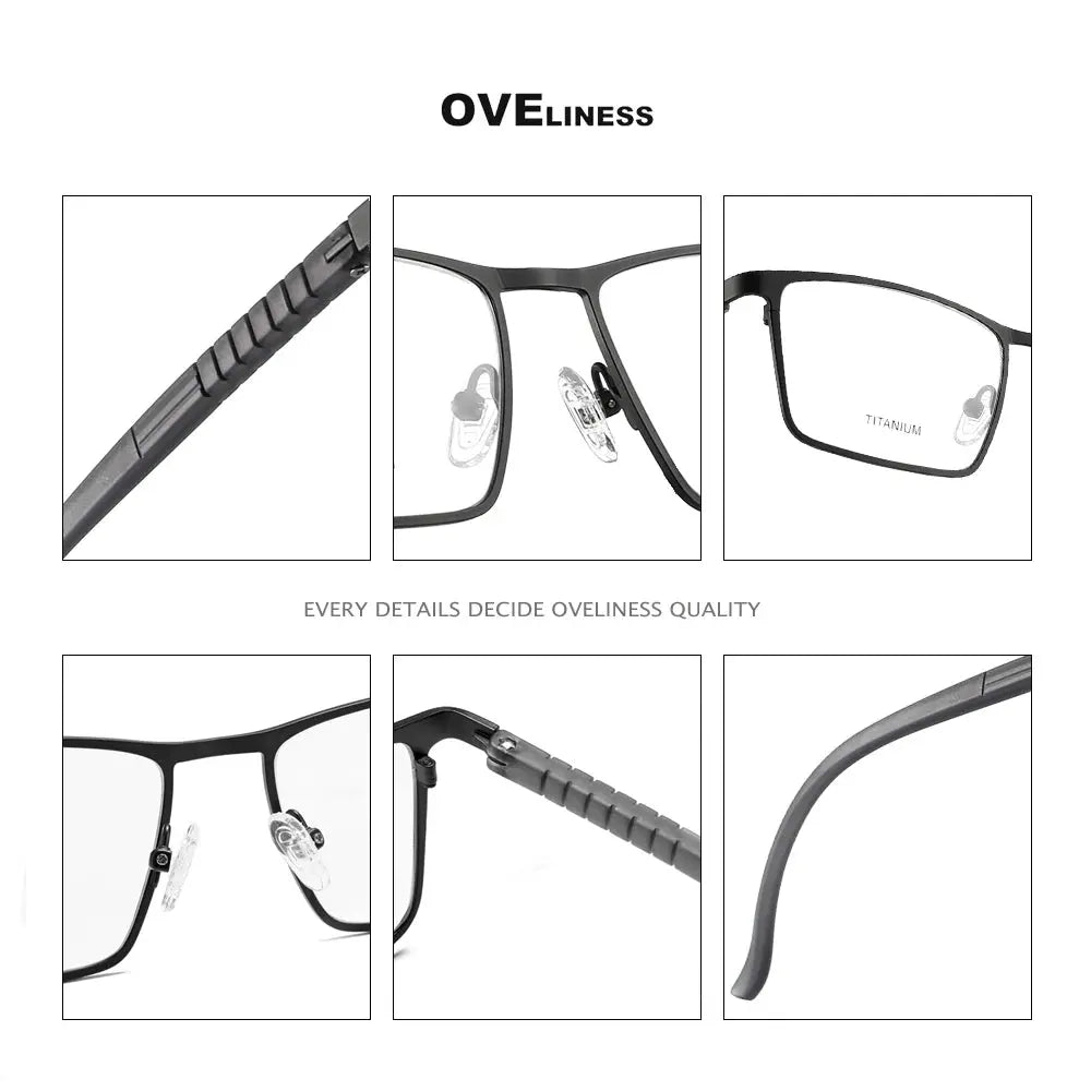 Men's Square Full Rim Titanium Prescription Glasses 89865 — view 2 | Rx Spectacle