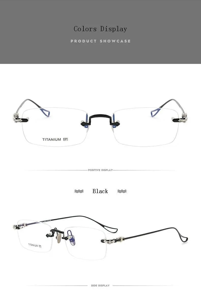 Men's Rectangular Rimless Titanium Prescription Glasses 8808 — view 11 | Rx Spectacle