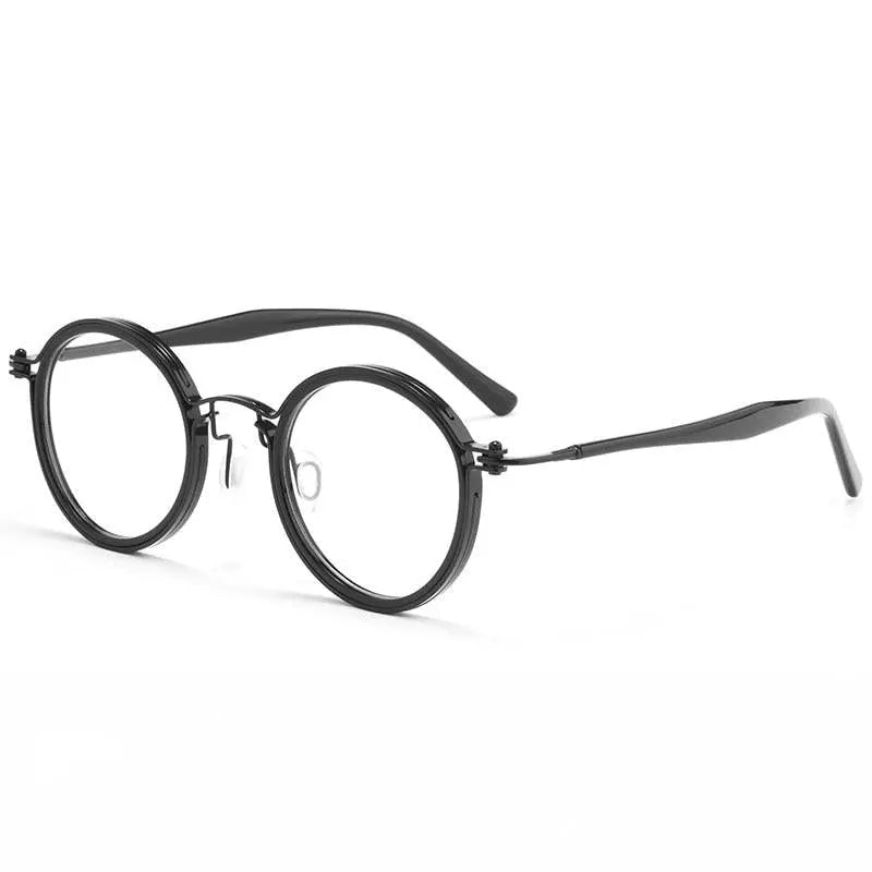 Unisex Round Full Rim Titanium Prescription Glasses H33088 — view 8 | Rx Spectacle