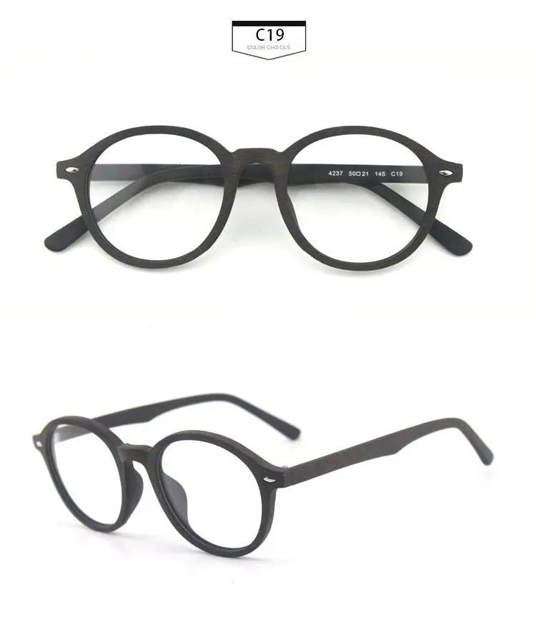 Unisex Round Full Rim Wood Prescription Glasses 4237 — view 19 | Rx Spectacle
