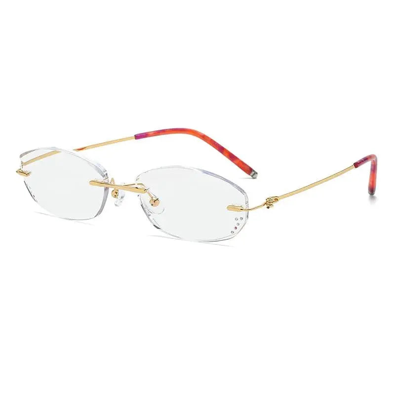 Women's Square Rimless Titanium Reading Glasses 8587 — view 6 | Rx Spectacle