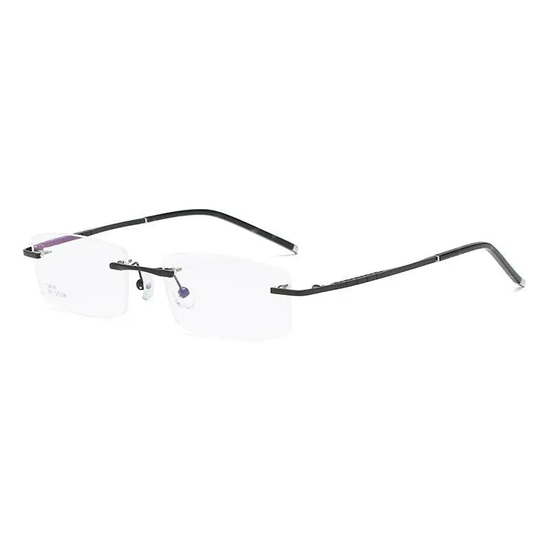Unisex Square Rimless Titanium Prescription Glasses 58076 — view 13 | Rx Spectacle