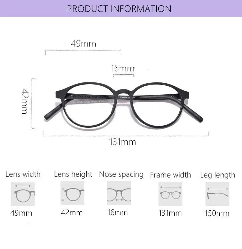 Unisex Round Full Rim Titanium Prescription Glasses 8868T — view 12 | Rx Spectacle