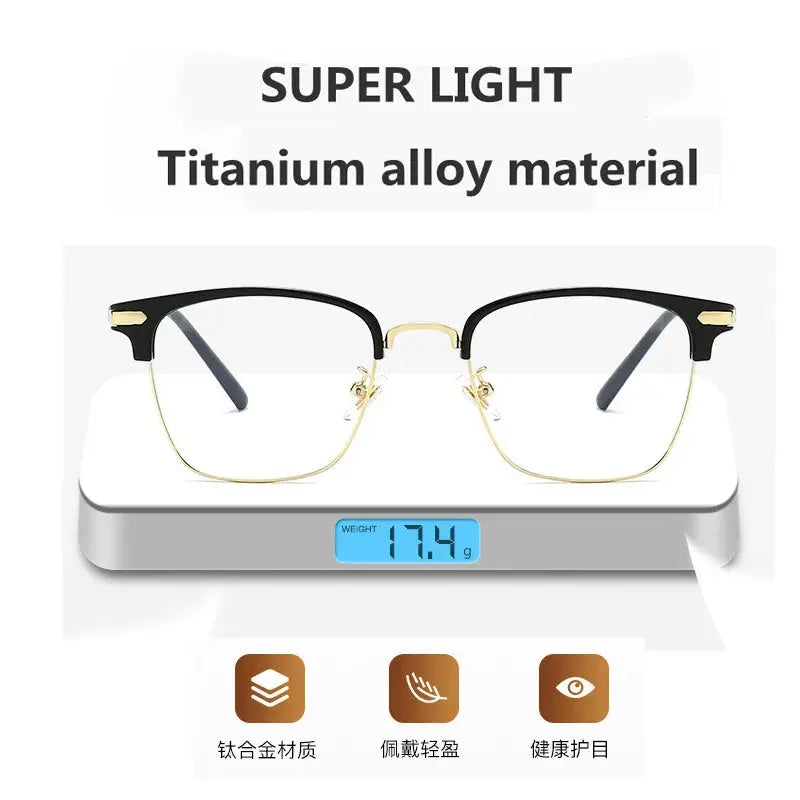 Unisex Square Full Rim Titanium Prescription Glasses 7509 — view 3 | Rx Spectacle