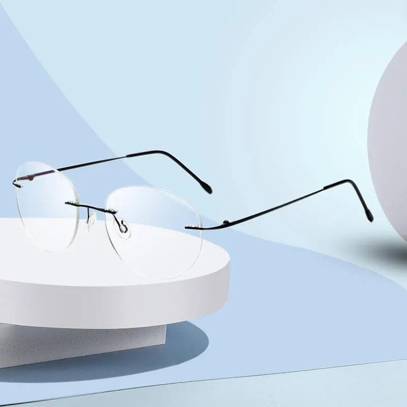 Unisex Rimless Alloy Prescription Glasses 862 — view 11 | Rx Spectacle