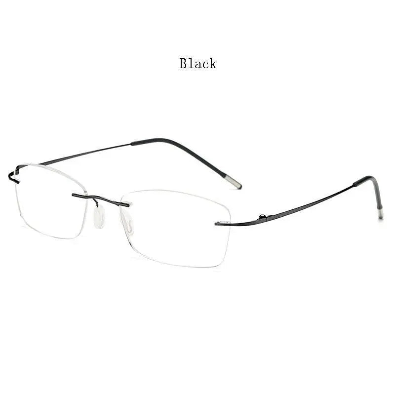 Unisex Rectangular Rimless Titanium Reading Glasses 8025 — view 8 | Rx Spectacle