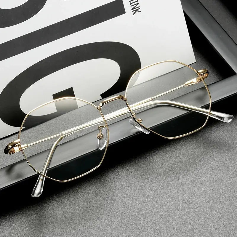 Unisex Polygon Full Rim Titanium Prescription Glasses 9039 — view 7 | Rx Spectacle