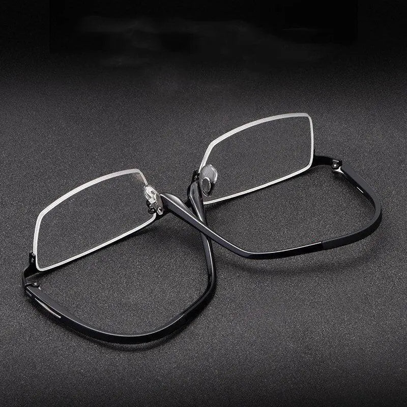 Unisex Semi-Rimless Titanium Prescription Glasses P9916 — view 4 | Rx Spectacle