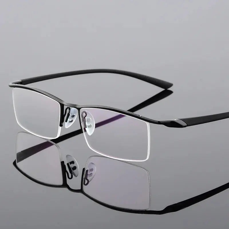 Men's Browline Semi-Rimless Alloy Prescription Glasses 48190 — view 6 | Rx Spectacle