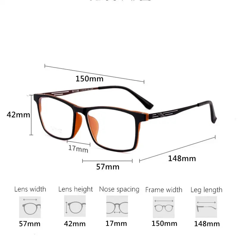 Unisex Square Full Rim Titanium Oversized Prescription Glasses 48883 — view 2 | Rx Spectacle