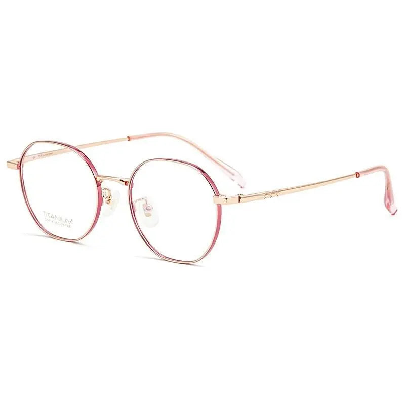 Women's Round Full Rim Titanium Prescription Glasses S1918 — view 11 | Rx Spectacle