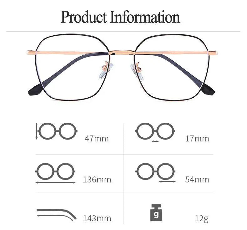 Unisex Polygon Full Rim Alloy Prescription Glasses Zy9037 — view 12 | Rx Spectacle
