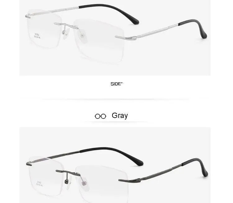 Men's Rimless Alloy Screwless Prescription Glasses 7053 — view 20 | Rx Spectacle