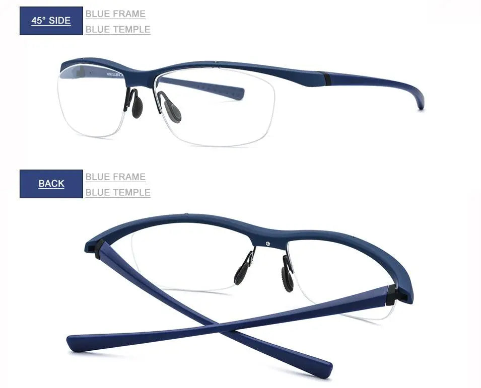 Men's Rectangular Semi-Rimless TR90 Sports Glasses 7027 — view 23 | Rx Spectacle