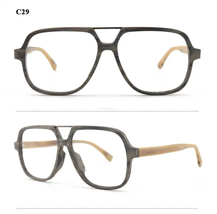 Unisex Polygon Full Rim Wood Double Bridge Prescription Glasses 6018 — view 15 | Rx Spectacle