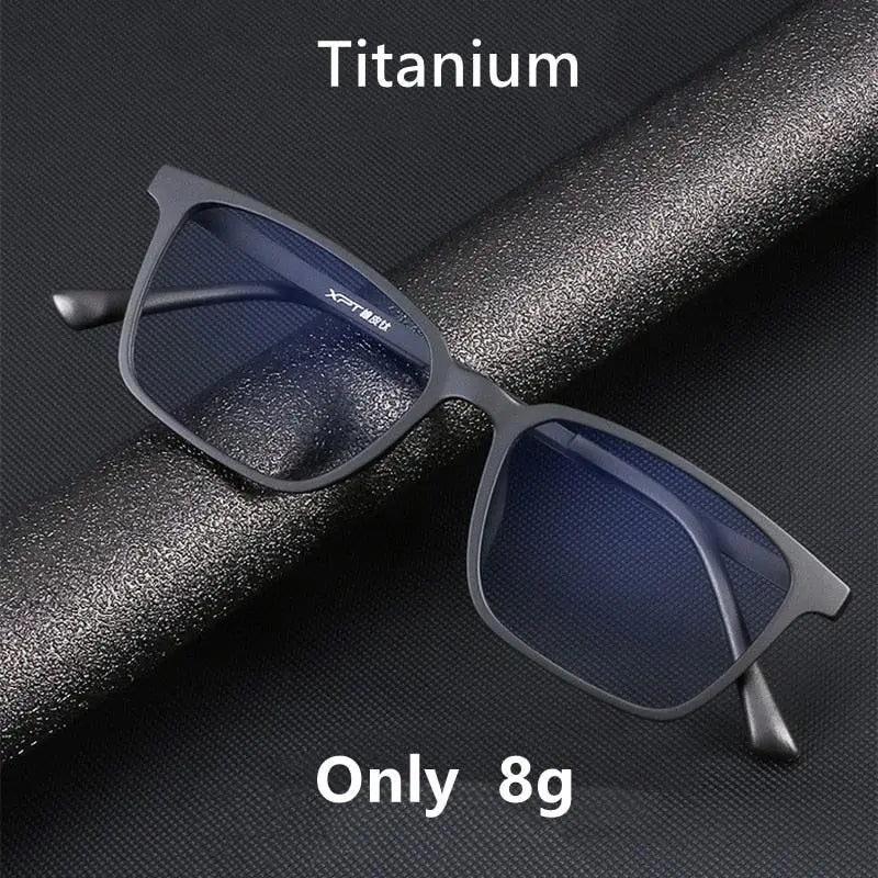 Men's Square Full Rim Titanium Prescription Glasses 9822 — view 6 | Rx Spectacle